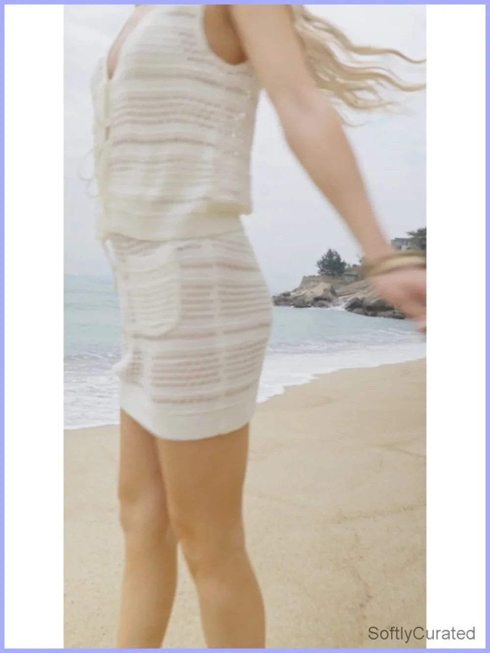 Crochet Swim Cover Up 2 Piece V Neck Sleeveless Front Tie Crop Top Mini Skirt